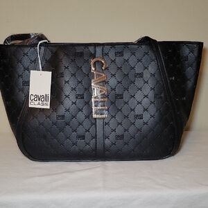 Cavali Tote Bag Large Black Embossed NWT